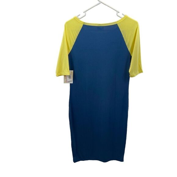 Brand new Roth tags Lularoe Julia Dress Blue and Yellow Size Small - Picture 4 of 6
